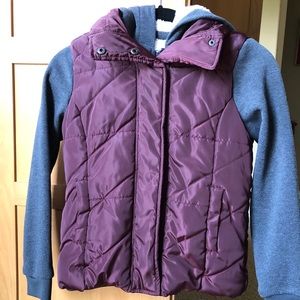 Stylish Hoodie Jacket Gray & Maroon, girl size M
